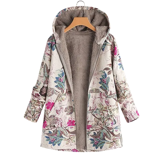 Chāme | Damenjacke mit Kapuze und Blumenprint