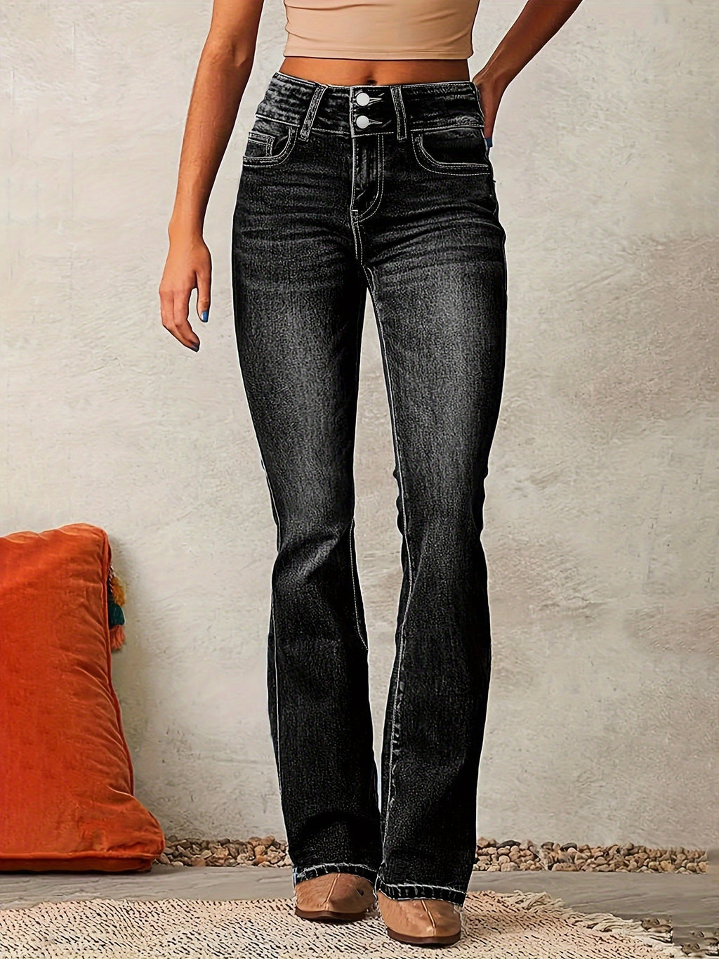 Isana | Damen High-Waist Jeans mit weitem Bein