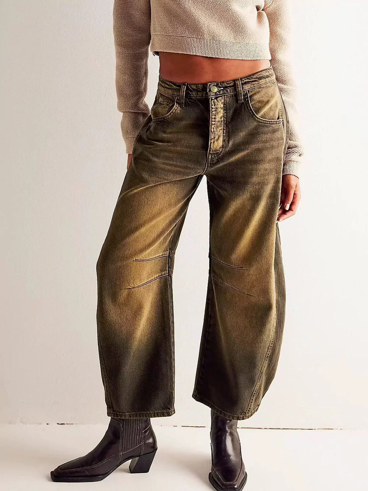 Amore | Damen Bedruckte Jeans mit Weitem Bein