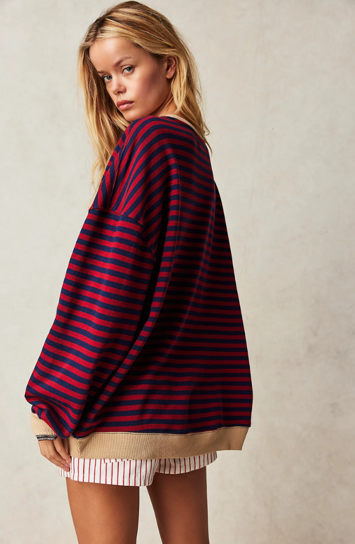 Pamelo | Damen Gestreifter Rundhals-Pullover für den Frühling