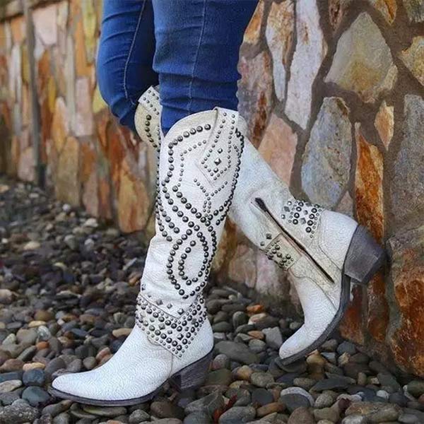 Roque | Damen Western-Stiefeletten mit Nieten und High Heels
