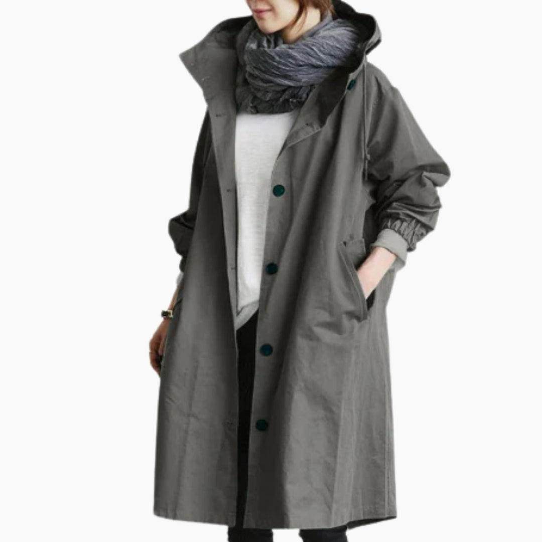 Zahara | Damen langer Streetcoat mit Knopfleiste