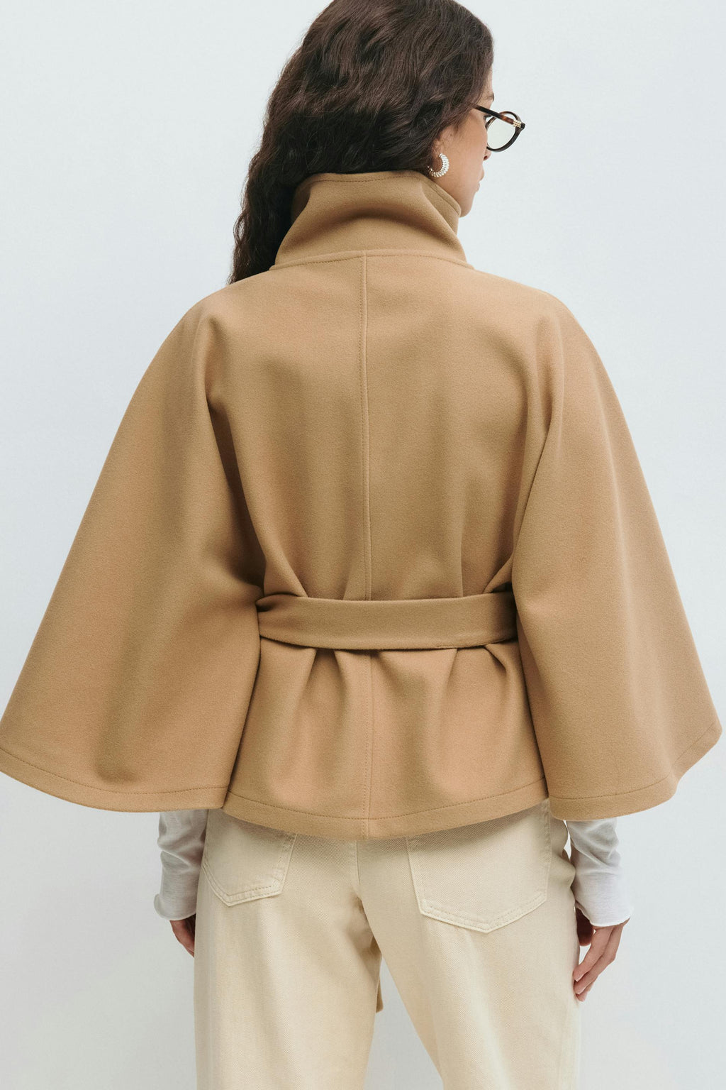 Parsha | Cape-Mantel für Damen, Regular Fit, hoher Kragen, Bindegürtel, Winter