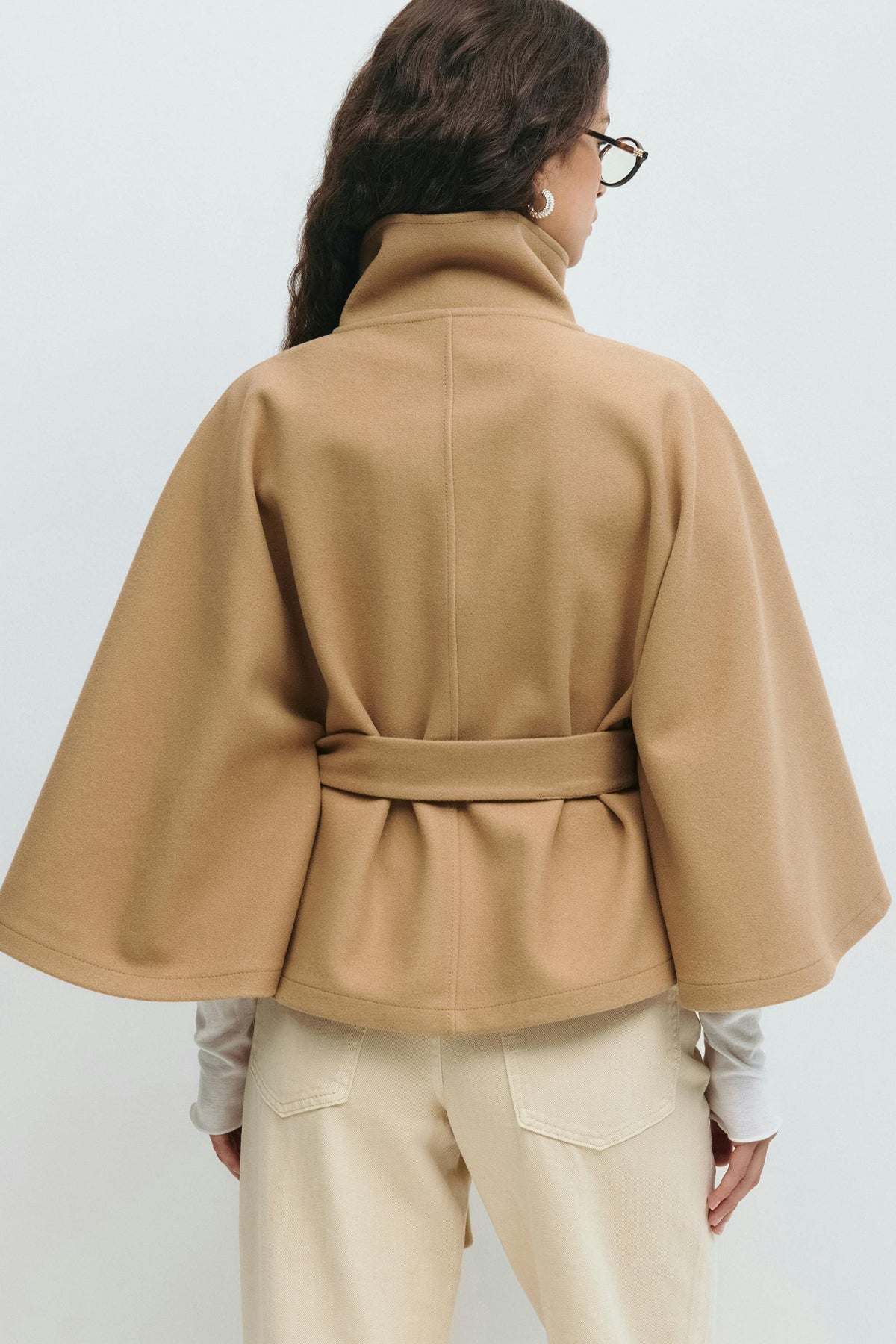 Parsha | Cape-Mantel für Damen, Regular Fit, hoher Kragen, Bindegürtel, Winter