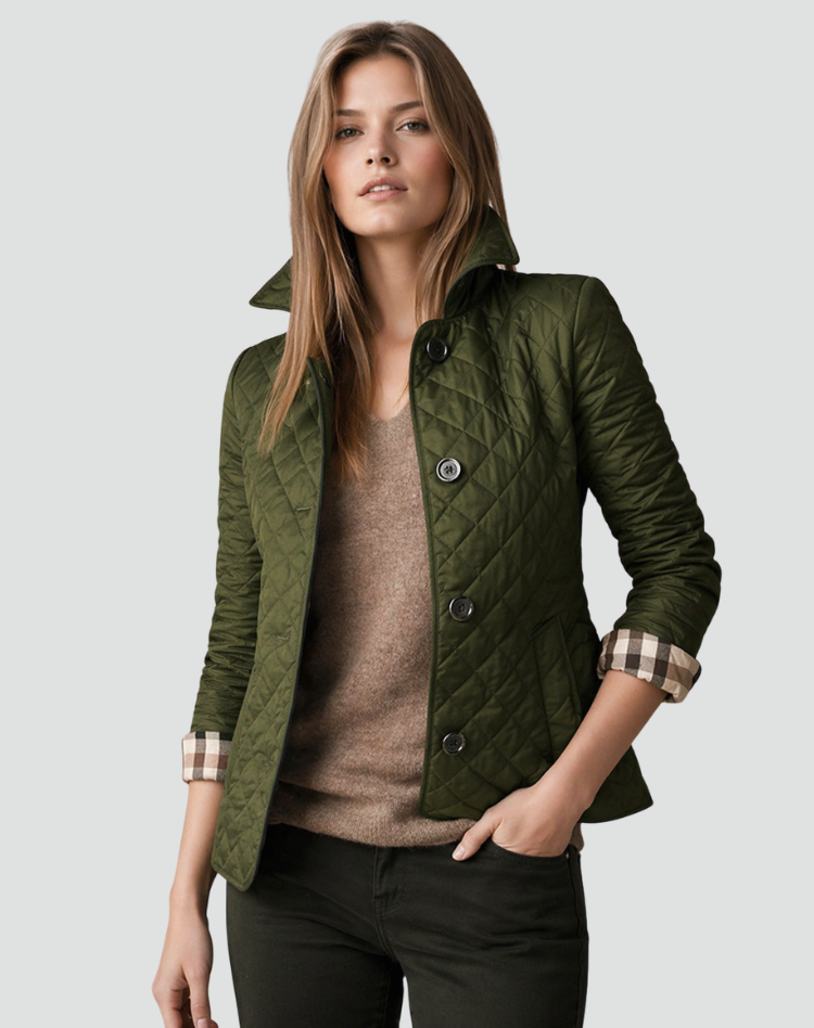 Chāme | Chaqueta de entretiempo acolchada para mujer, corte regular, con cuello y botones