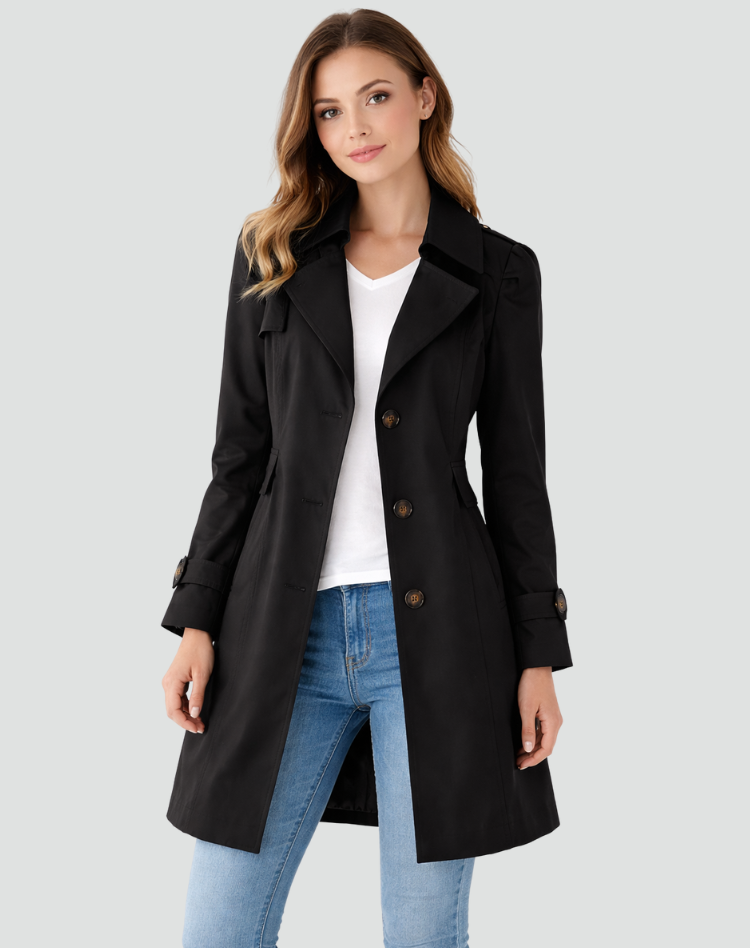 Sephira | Dámský trenčkot slim fit, lehký, s klasickým klopovým límcem