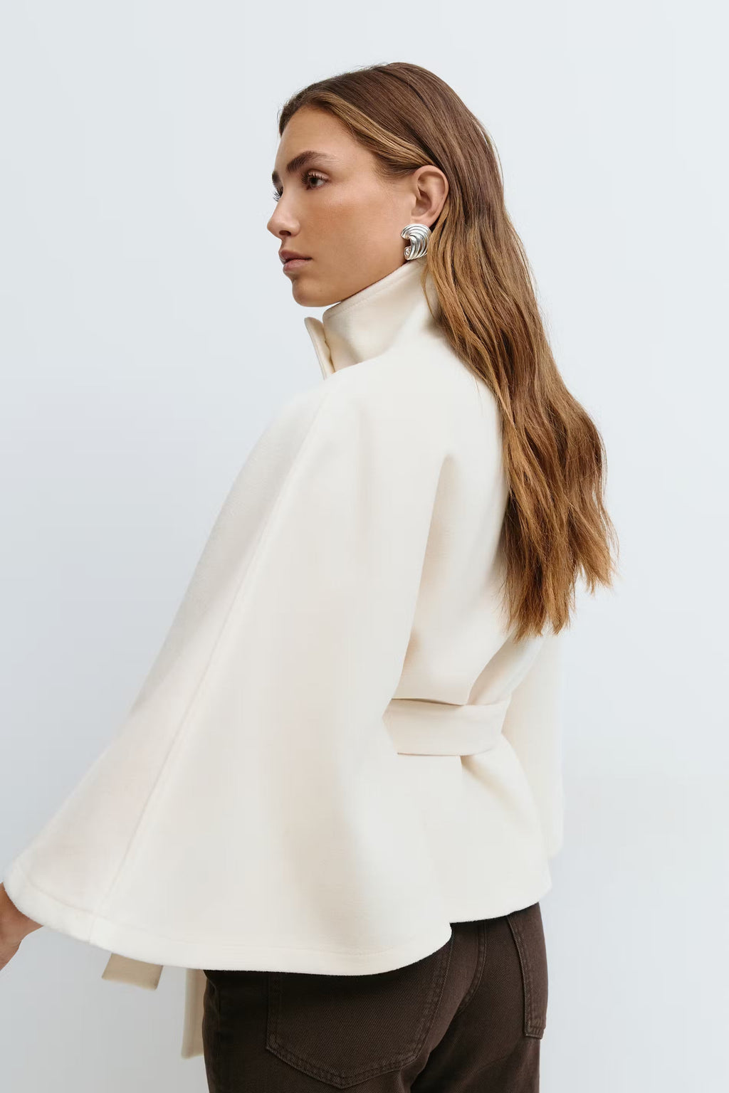Parsha | Cape-Mantel für Damen, Regular Fit, hoher Kragen, Bindegürtel, Winter