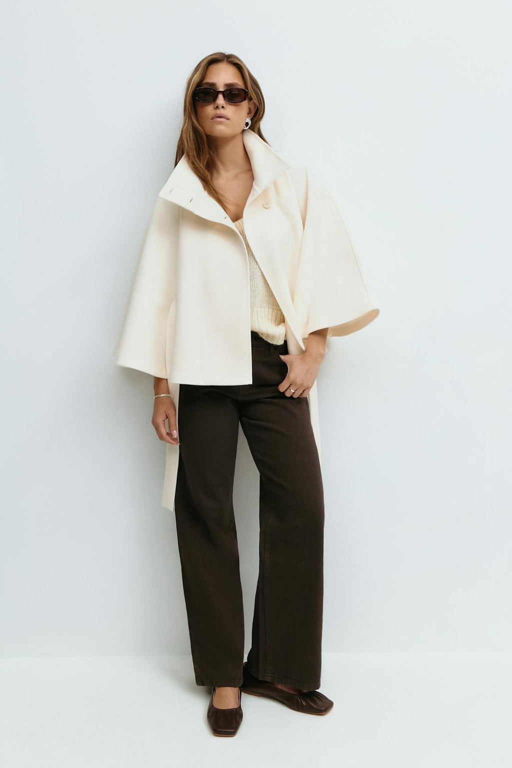 Parsha | Cape-Mantel für Damen, Regular Fit, hoher Kragen, Bindegürtel, Winter