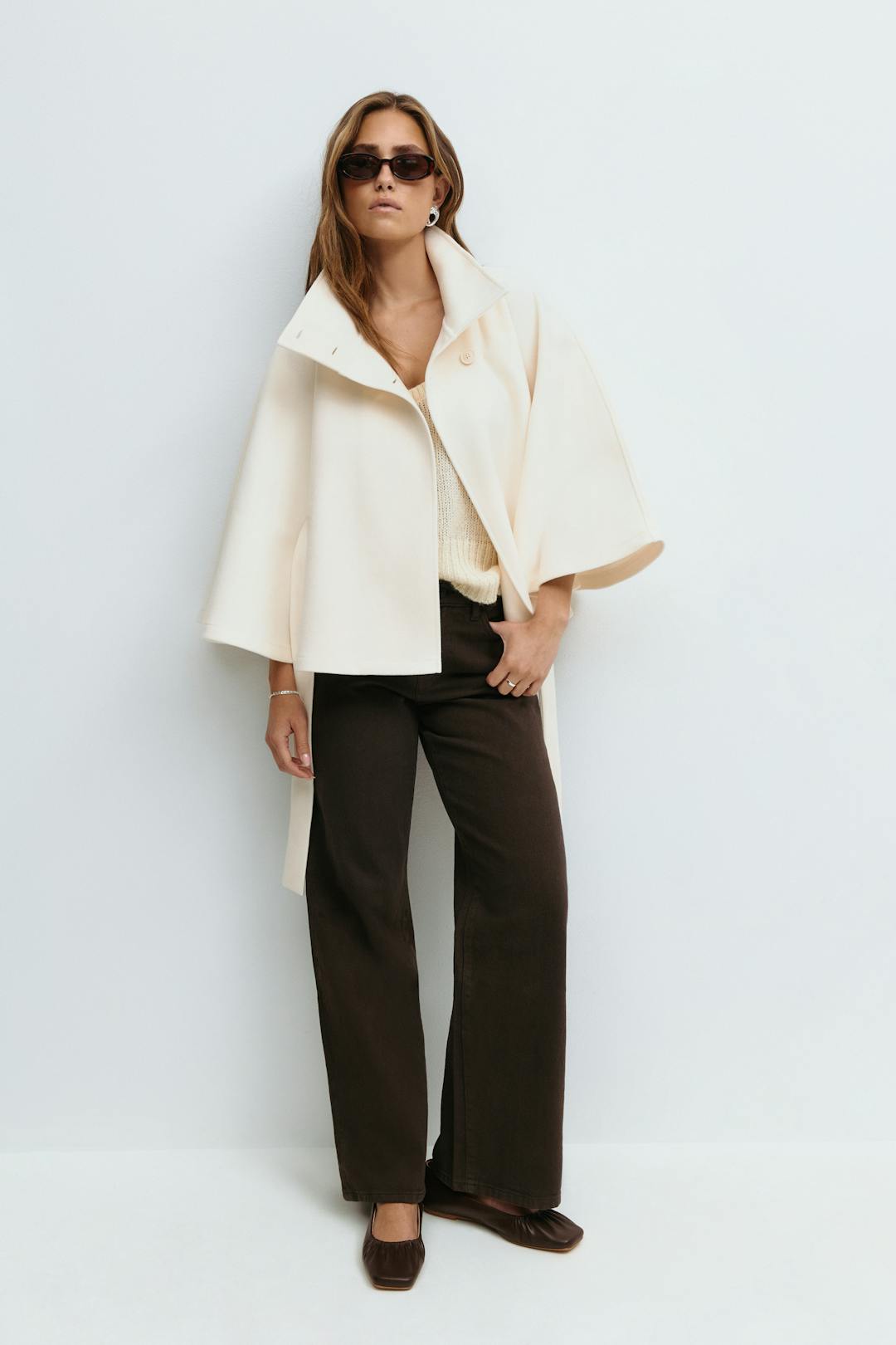 Parsha | Cape-Mantel für Damen, Regular Fit, hoher Kragen, Bindegürtel, Winter
