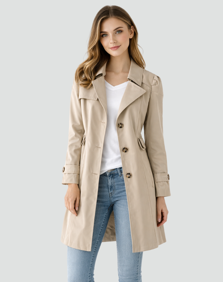 Sephira | Dámský trenčkot slim fit, lehký, s klasickým klopovým límcem