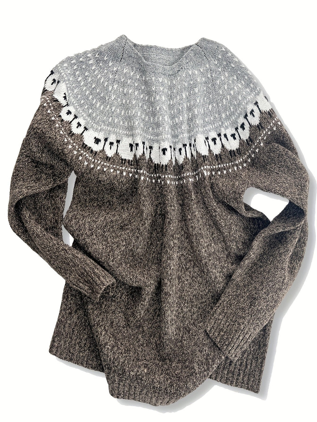 SUENTA Roque | Kuscheliger Grobstrickpullover mit Schaf-Jacquardmuster für Damen