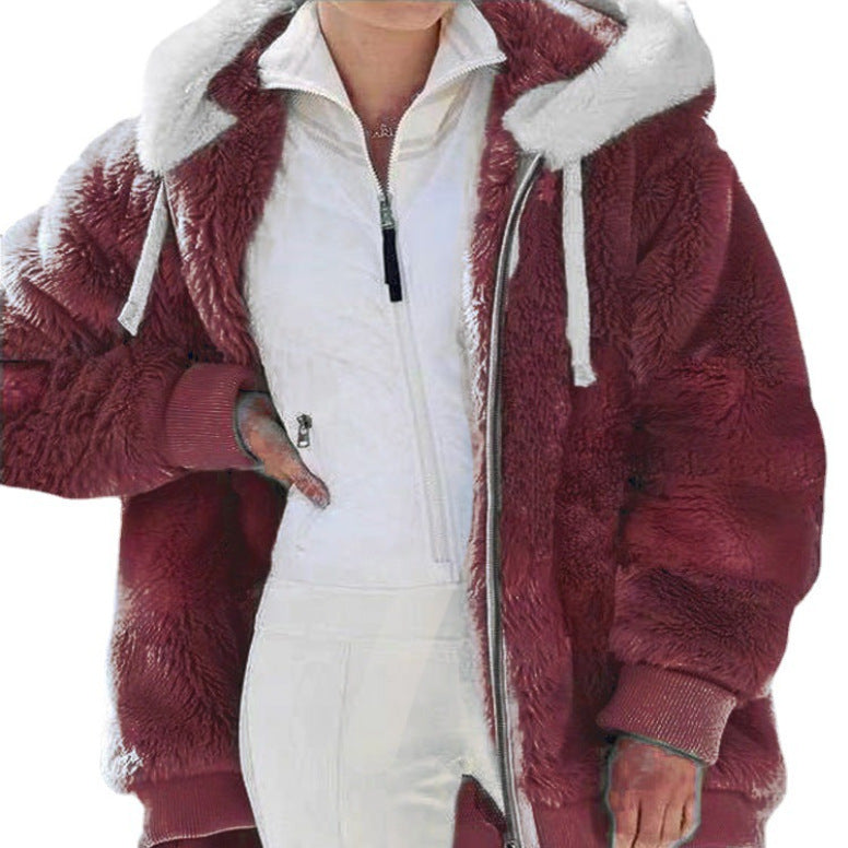 Luna | Chaqueta de invierno para mujer con diseño de bloques de color y capucha