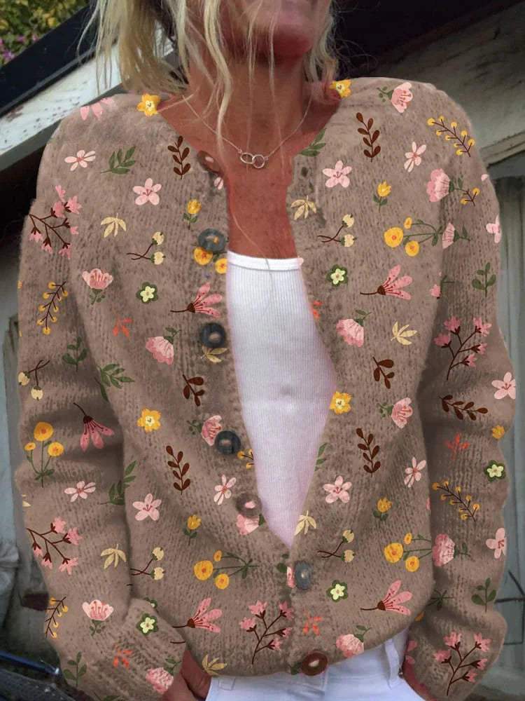 Luna | Damen Klassische Gemusterte Strickjacke mit Knöpfen