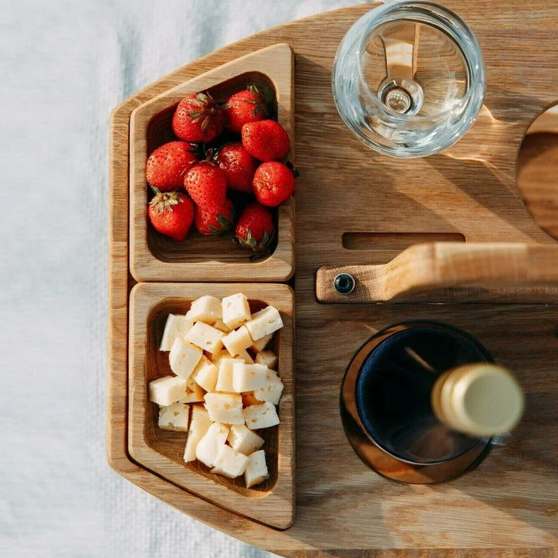 SUENTA Tragbarer Holz-Picknick-Weintisch – WineNest