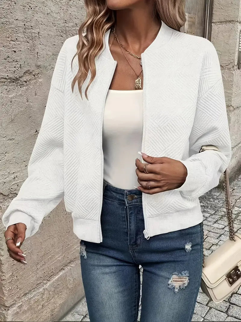 Flōre | Damen Strickjacke mit Reißverschluss und Struktur