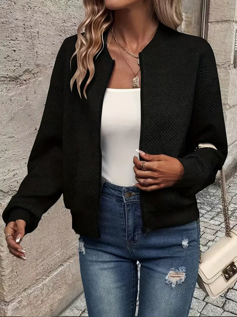 Flōre | Damen Strickjacke mit Reißverschluss und Struktur