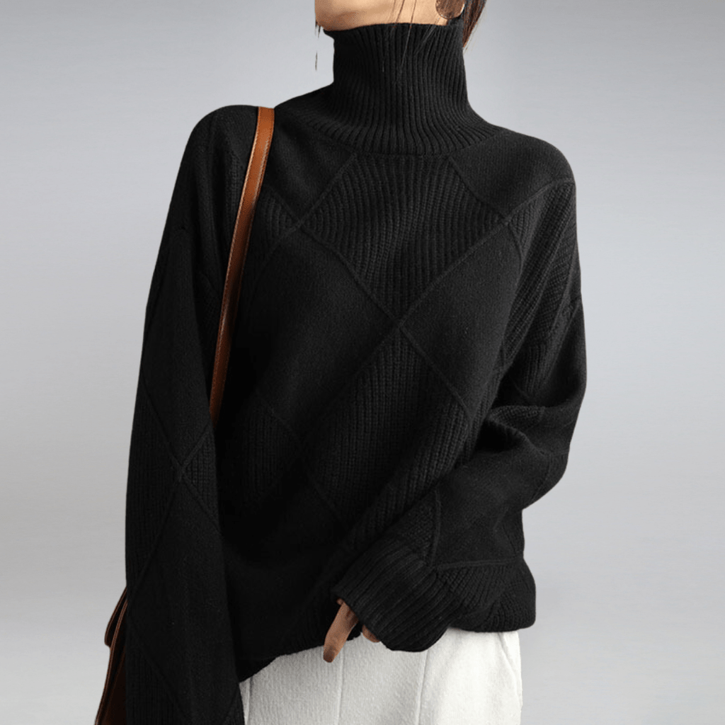 SUENTA Damen Rollkragenpullover Aus Baumwolle Luxuriöse Wärme Zeitlose Eleganz Schwarz