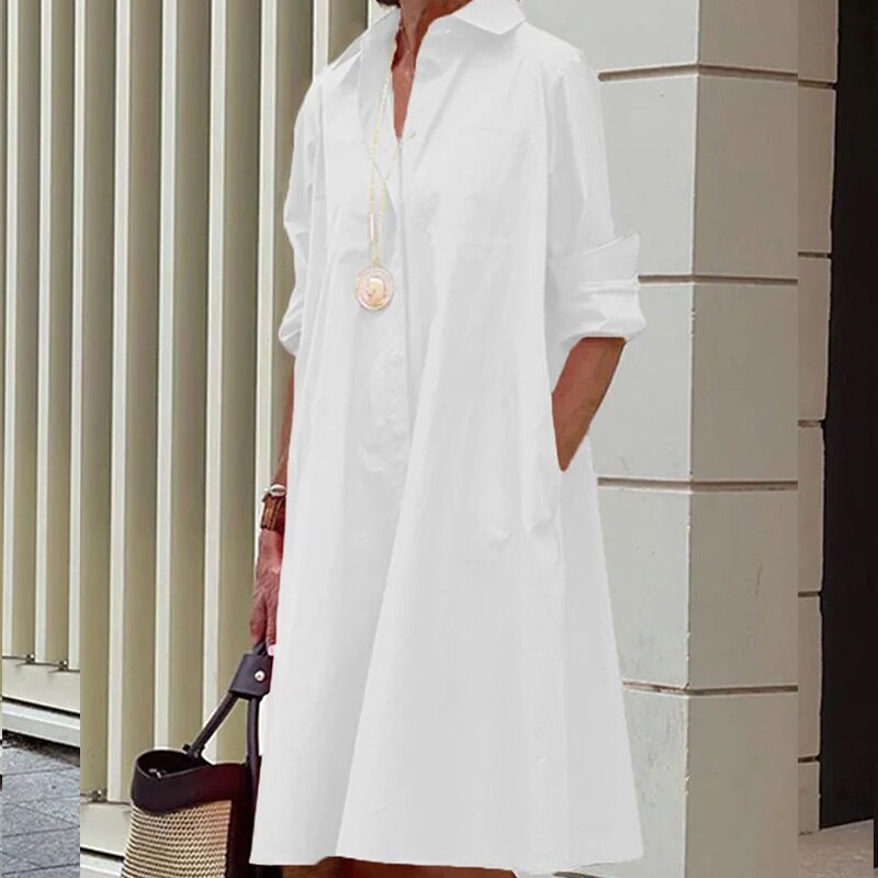 SUENTA Bersh | Damen Sommerkleid – Lässiger Schnitt & Bequemer Look Weiß