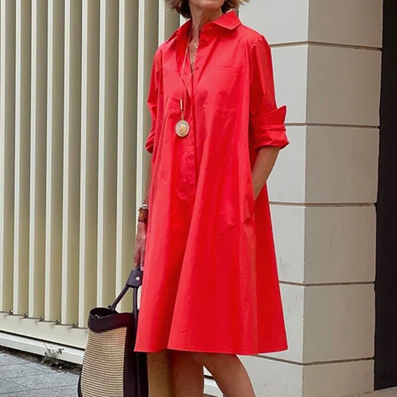 SUENTA Bersh | Damen Sommerkleid – Lässiger Schnitt & Bequemer Look Rot