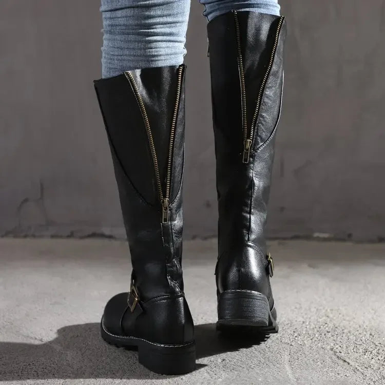 SUENTA Damen Elegante Lederstiefel Trendige Damenstiefel Für Jeden Anlass