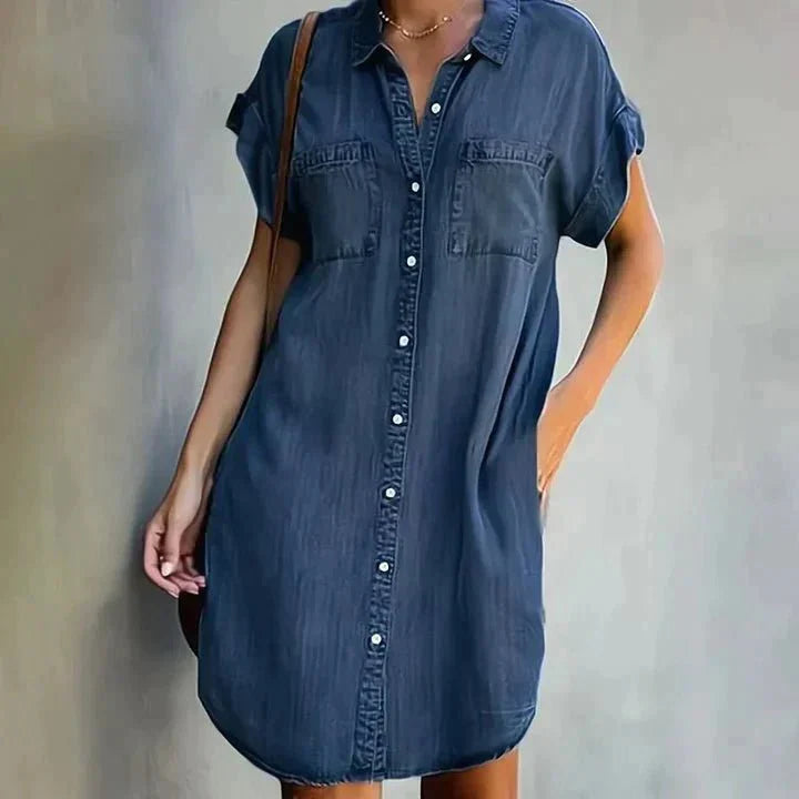 SUENTA Aline | Jeanskleid für Damen – Zeitlose Denim-Ästhetik, Figurbetonter Schnitt & Charismatische Ausstrahlung Dunkelblau