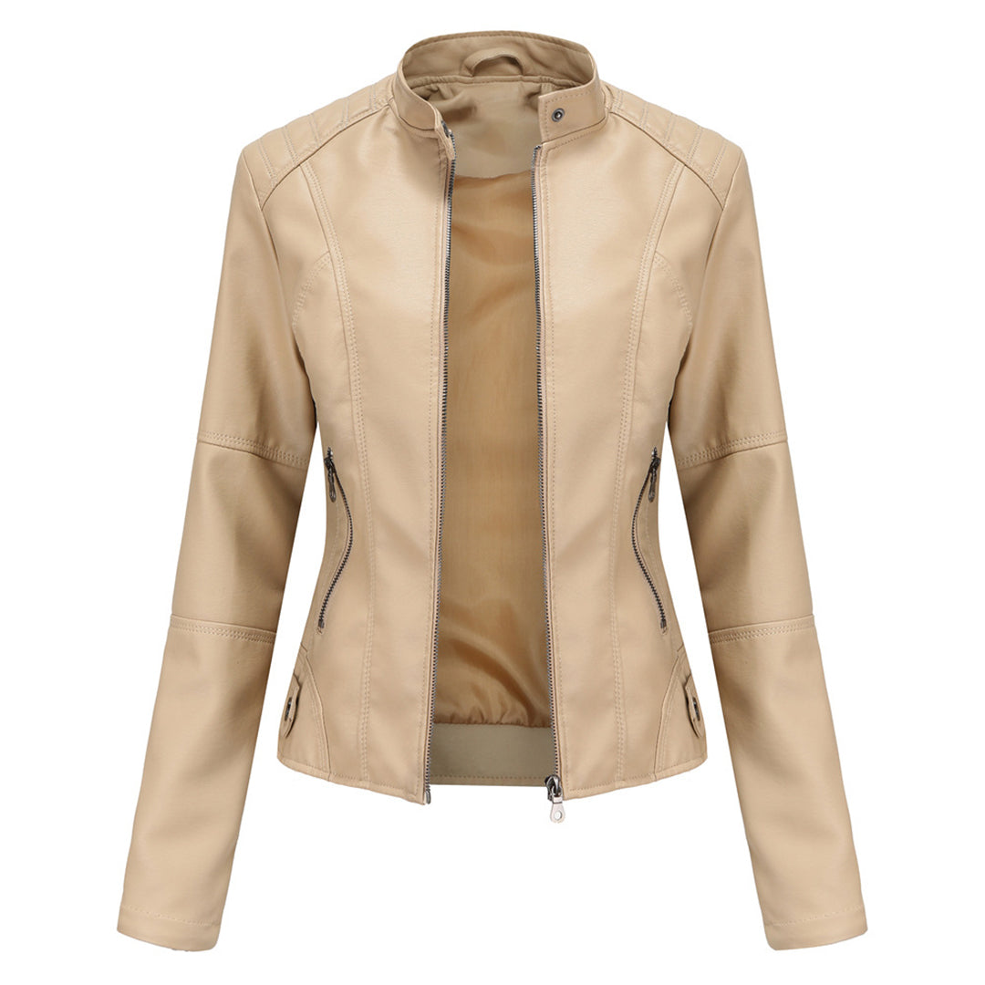 Damaris | Γυναικείο biker jacket από συνθετικό δέρμα με φερμουάρ