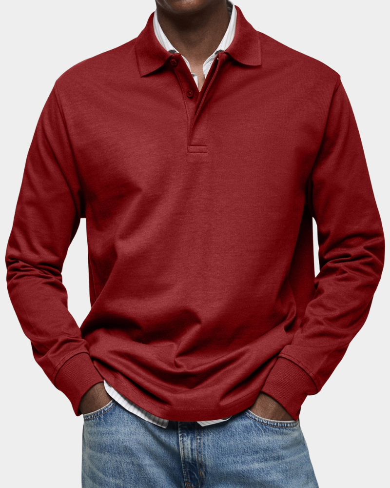 SUENTA Astos Herren Langarm-Poloshirt – Baumwolle & Klassischer Schweizer Stil rot 3XL