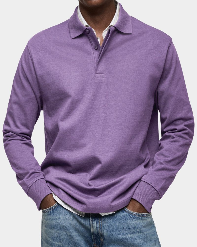 SUENTA Astos Herren Langarm-Poloshirt – Baumwolle & Klassischer Schweizer Stil Lila 3XL