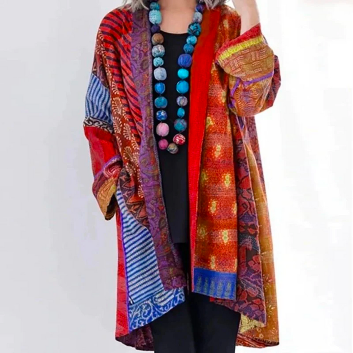 Chāme | Damen Locker geschnittene Boho-Strickjacke in Duster-Länge