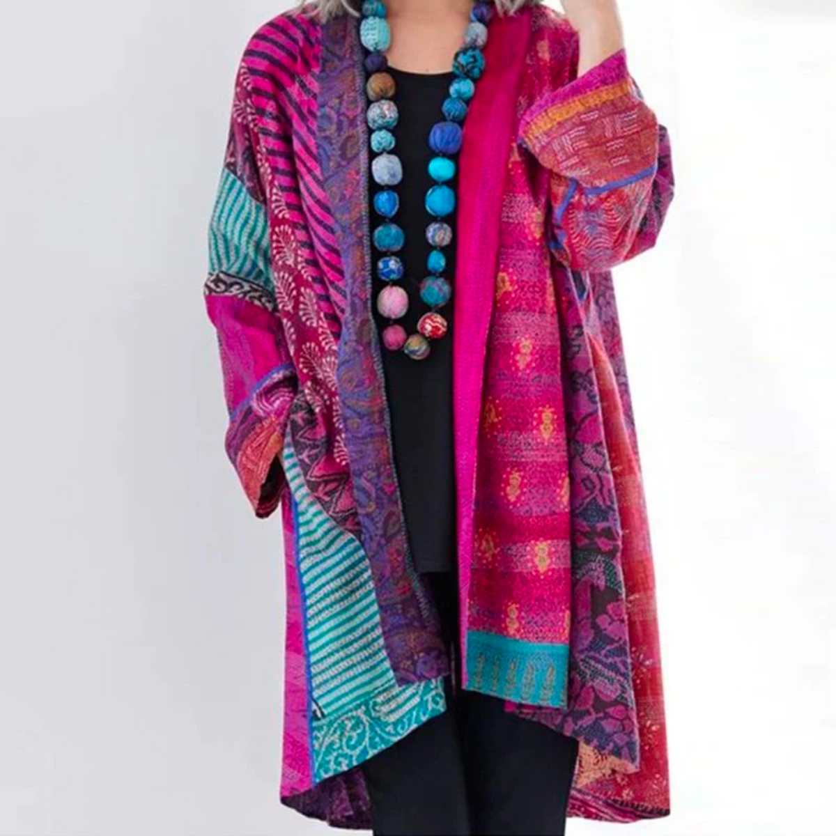 Chāme | Damen Locker geschnittene Boho-Strickjacke in Duster-Länge