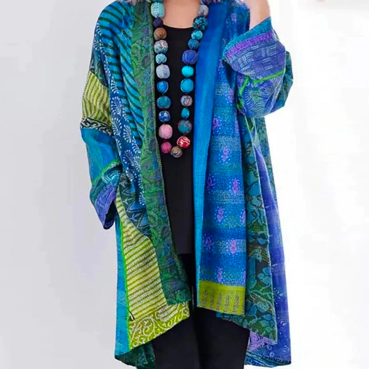 Chāme | Damen Locker geschnittene Boho-Strickjacke in Duster-Länge