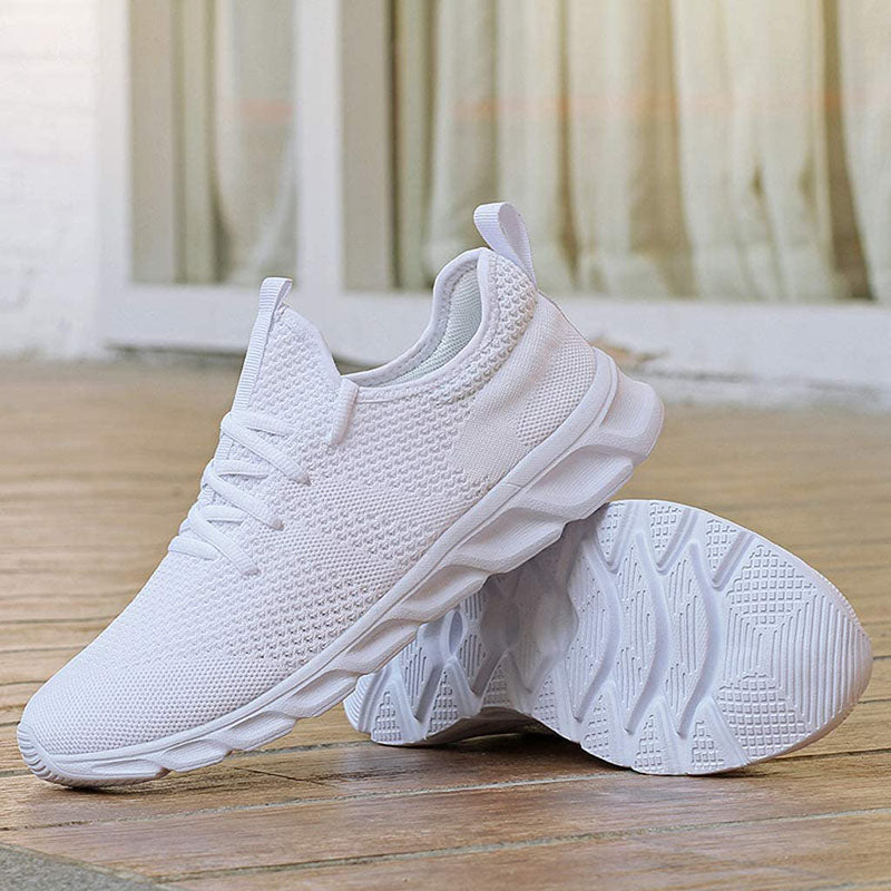 SUENTA Damen Sneaker Atmungsaktivem Stoff 4 Cm Unter Der Ferse Fußgewölbe-Stütze Weiß