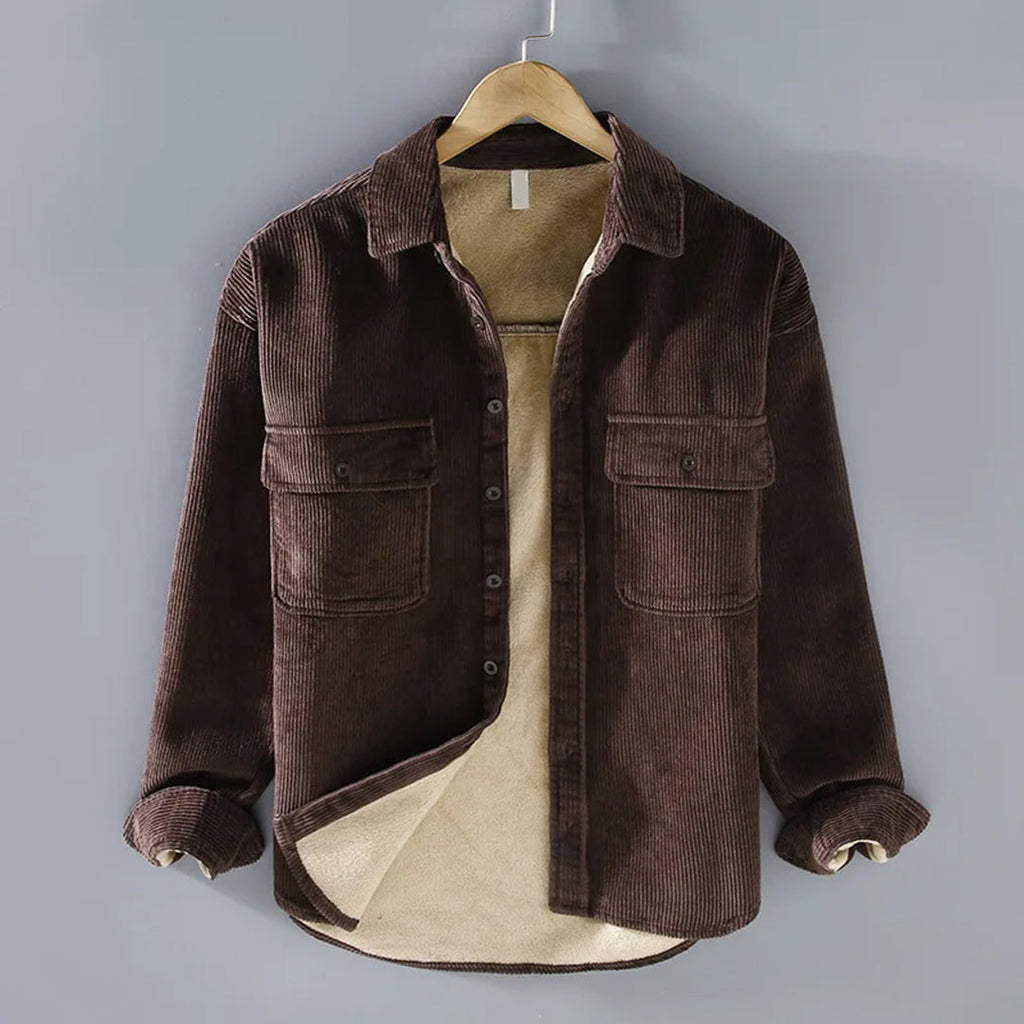 Hommes | Chaqueta cálida de pana con botones para hombre