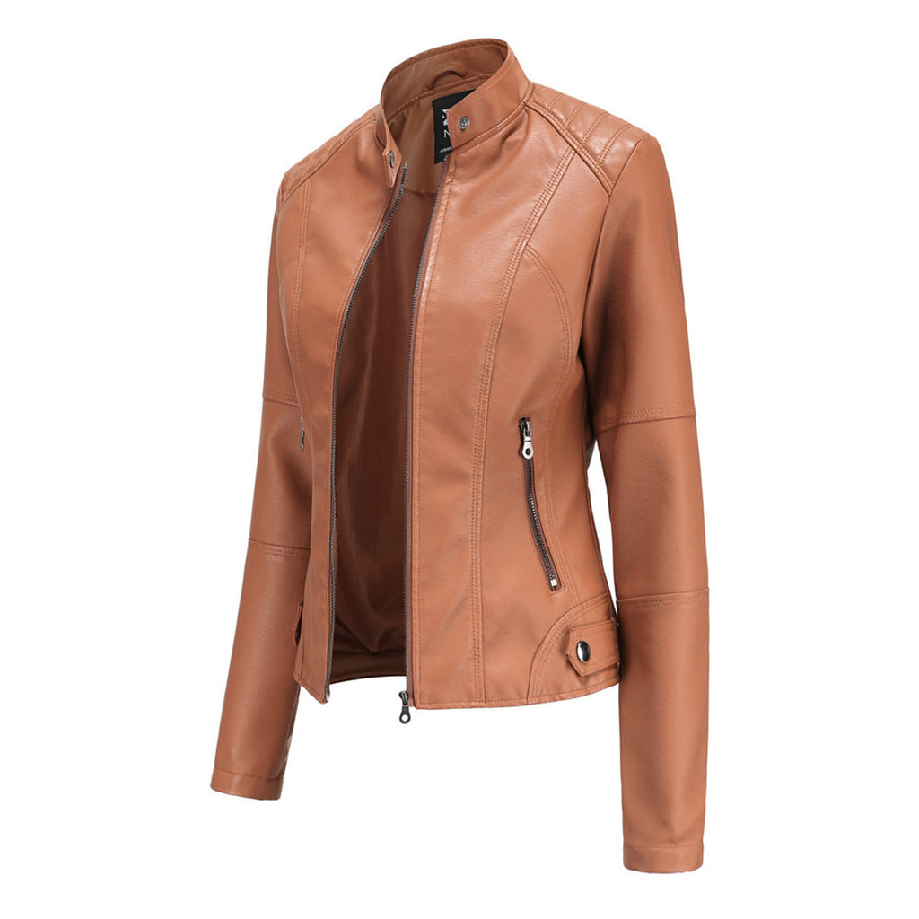 Damaris | Γυναικείο biker jacket από συνθετικό δέρμα με φερμουάρ