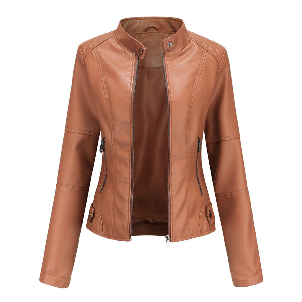 Damaris | Γυναικείο biker jacket από συνθετικό δέρμα με φερμουάρ