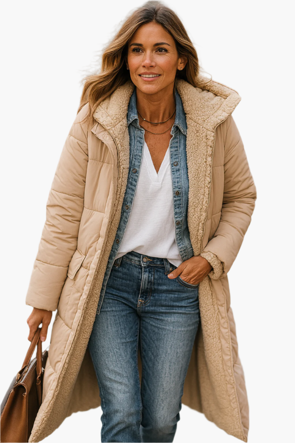 Ēden | Women's Warm Longline Quilted Winter Jacket with Hood