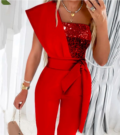 SUENTA Isana | Damen Jumpsuit – Moderne Silhouette, Luxuriöser Auftritt & Zeitlose Eleganz Rot