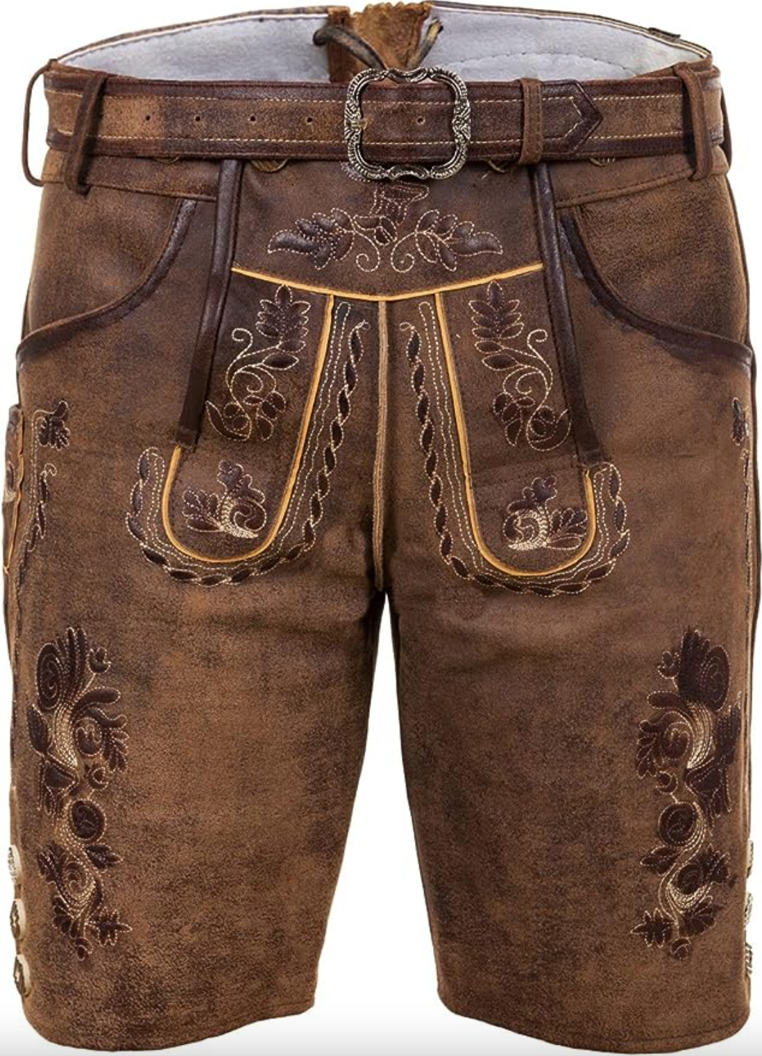 SUENTA Figueral | Lederhosen für Herren – Klassischer Stil, enge Passform & zeitlose Maskulinität Braun