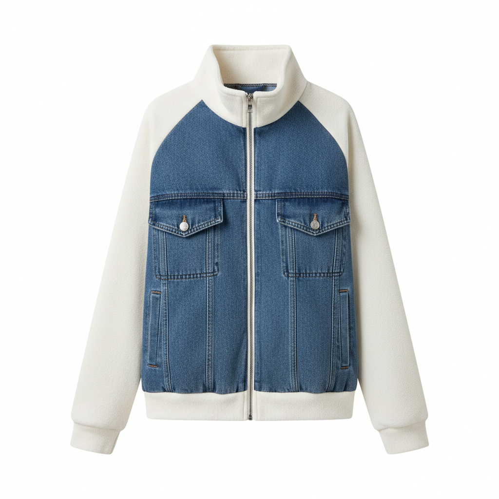 SUENTA Damen College-Übergangsjacke Denim-Optik Leicht Charme