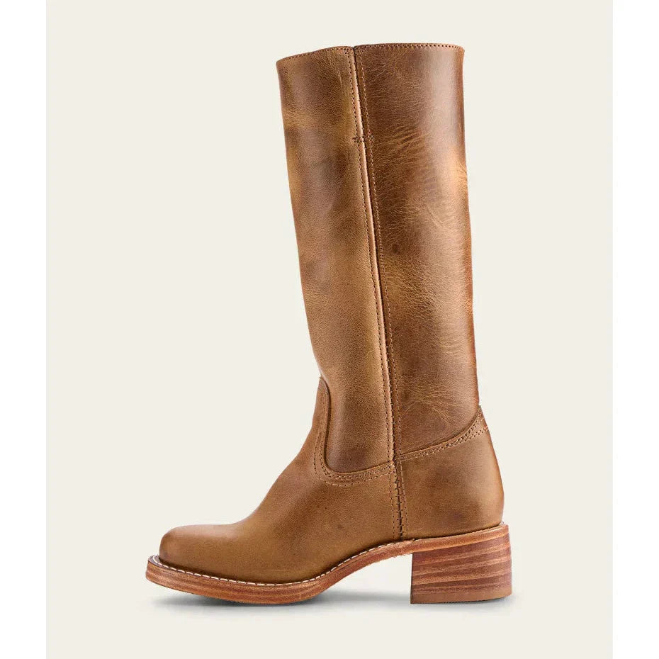 SUENTA Damen-Stiefel Kniehoch – Eckige Spitze & Blockabsatz Braun