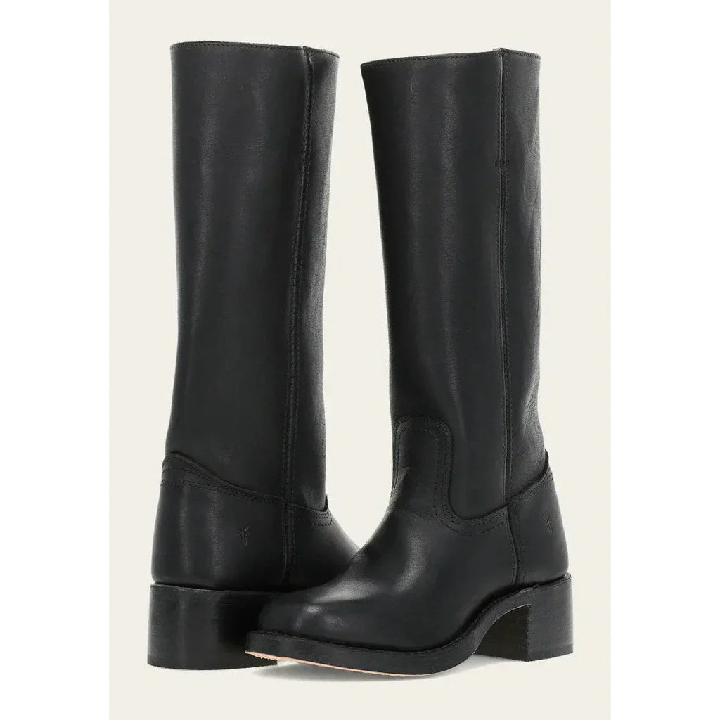 SUENTA Damen-Stiefel Kniehoch – Eckige Spitze & Blockabsatz Schwarz