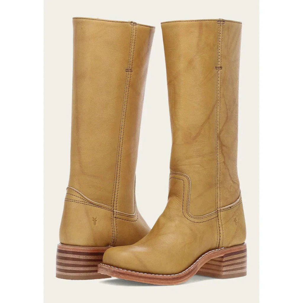 SUENTA Damen-Stiefel Kniehoch – Eckige Spitze & Blockabsatz Gelb