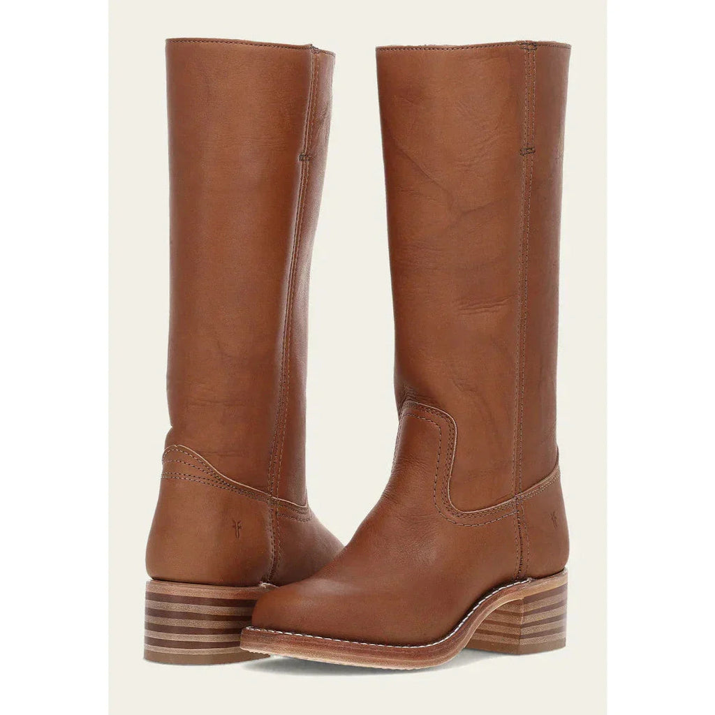 SUENTA Damen-Stiefel Kniehoch – Eckige Spitze & Blockabsatz Hellbraun