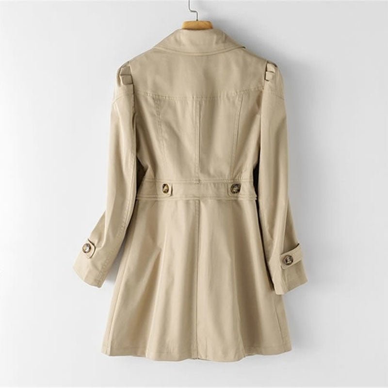 SUENTA Damen-Trenchcoat Lang – Doppelreihige Knopfleiste & Klassisches Design