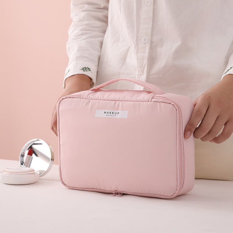 SUENTA Damen Kosmetiktasche klein mit Griff Reise Ordnung Mit Stil Auf Jeder Reise Rosa Groß
