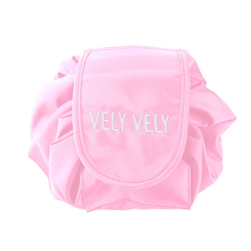 SUENTA Damen Kosmetiktasche Mit Kordelzug Reise Flach Ausbreiten Sicher Zusammengefasst Rosa - 2