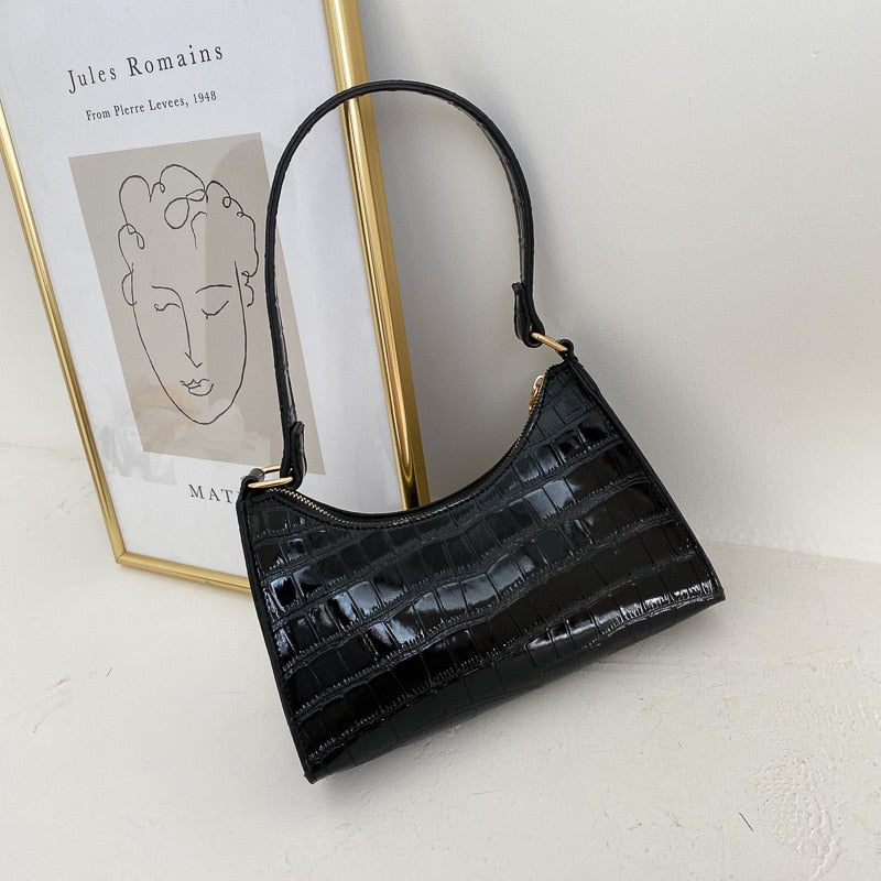 SUENTA Damen Schultertasche Klein Modernem Design Kompakte Grösse Schwarz