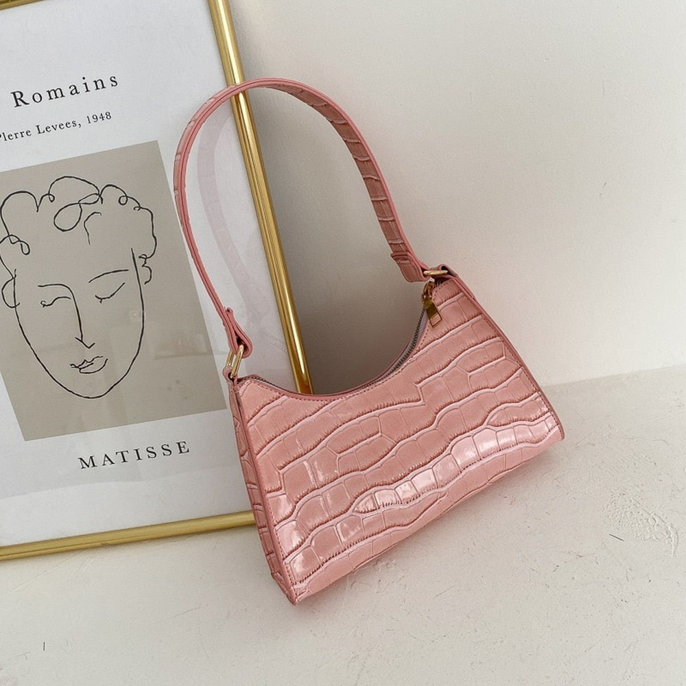SUENTA Damen Schultertasche Klein Modernem Design Kompakte Grösse Rosa