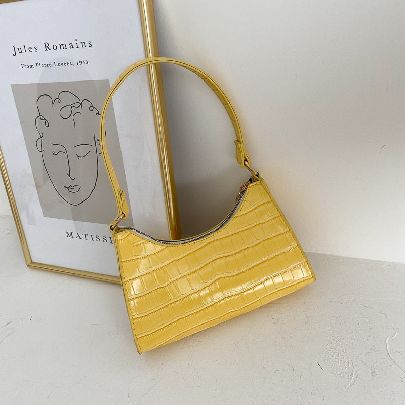 SUENTA Damen Schultertasche Klein Modernem Design Kompakte Grösse Gelb