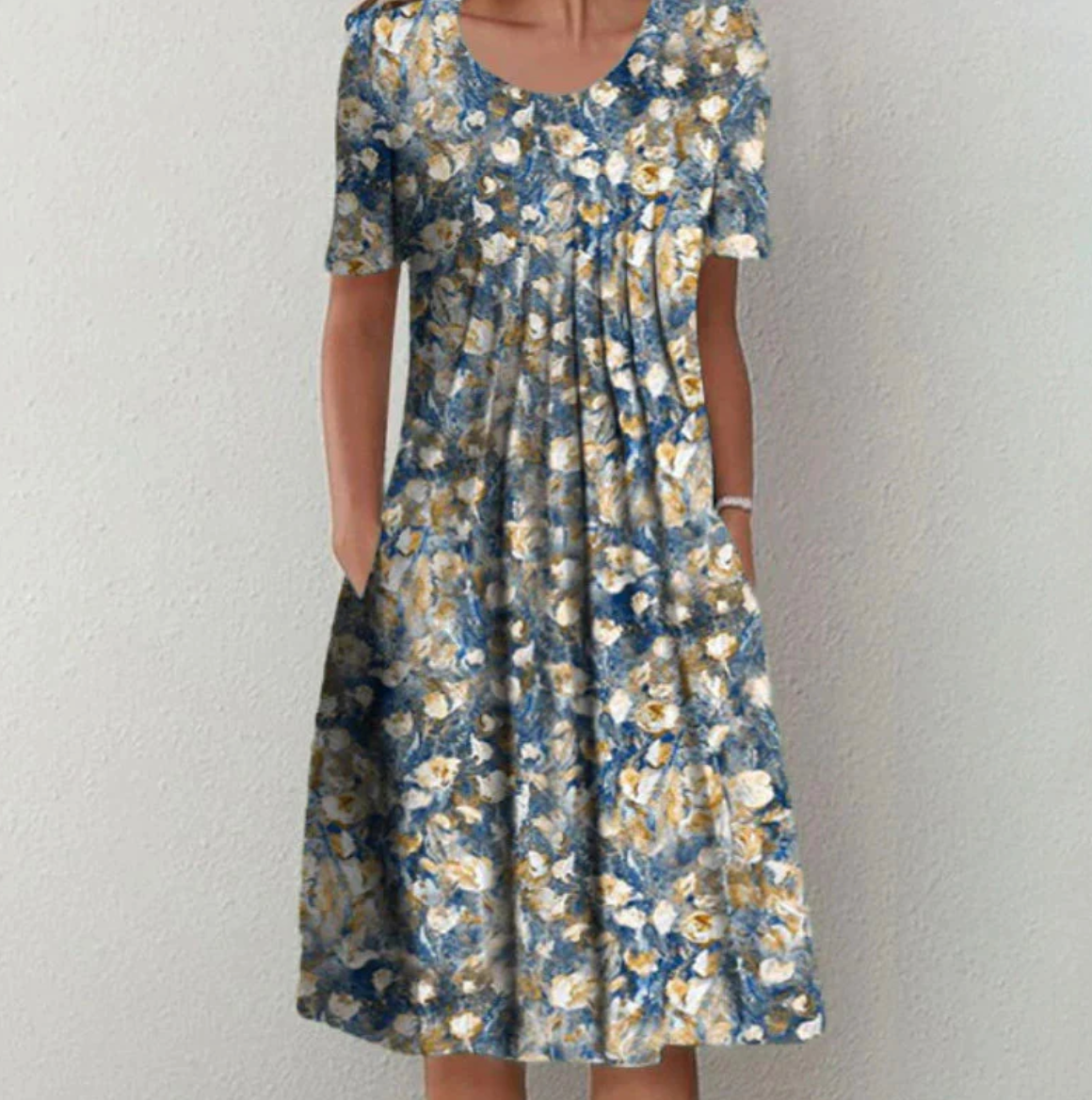 SUENTA Flōre | Damen Midikleid – Künstlerisches Druckmuster, Lockere Passform & Sommerliche Midilänge Blue 3
